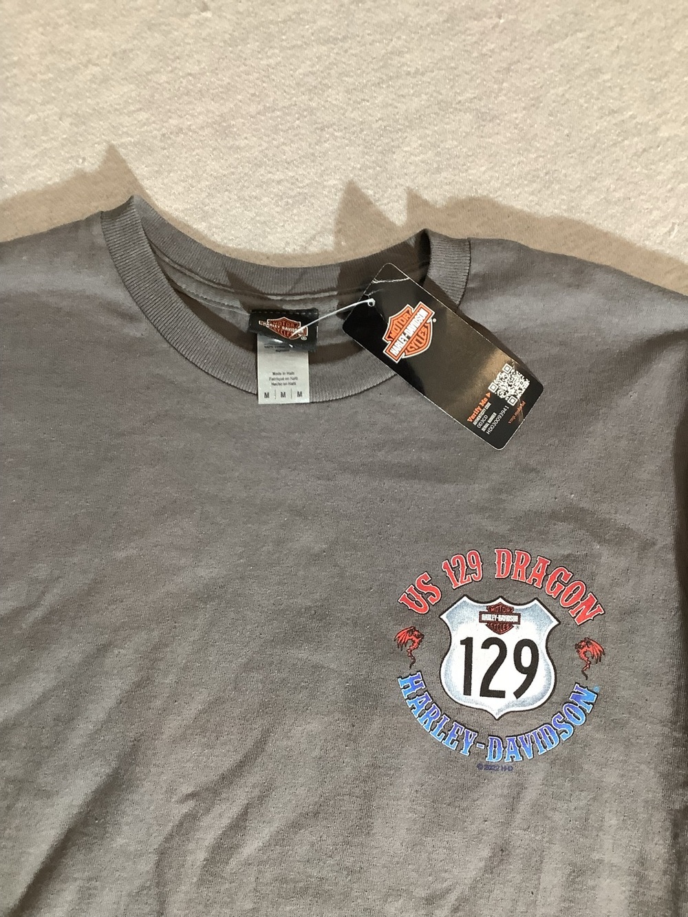 Harley-Davidson Gray Tee with Red & Blue Dragon Graphic - Picture 3 of 7